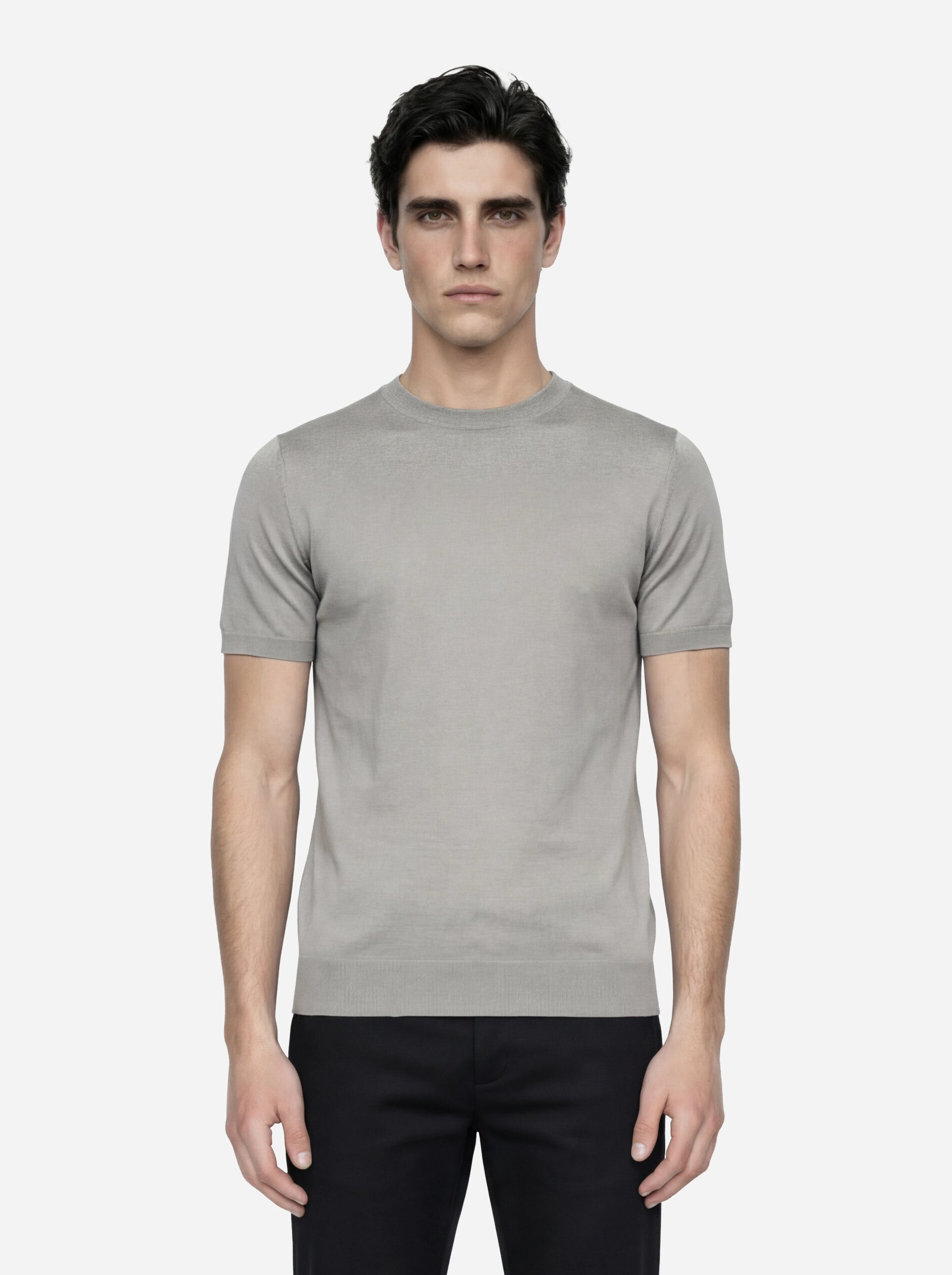 Maglia manica corta in misto cotone grigio