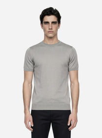 Maglia manica corta in misto cotone grigio
