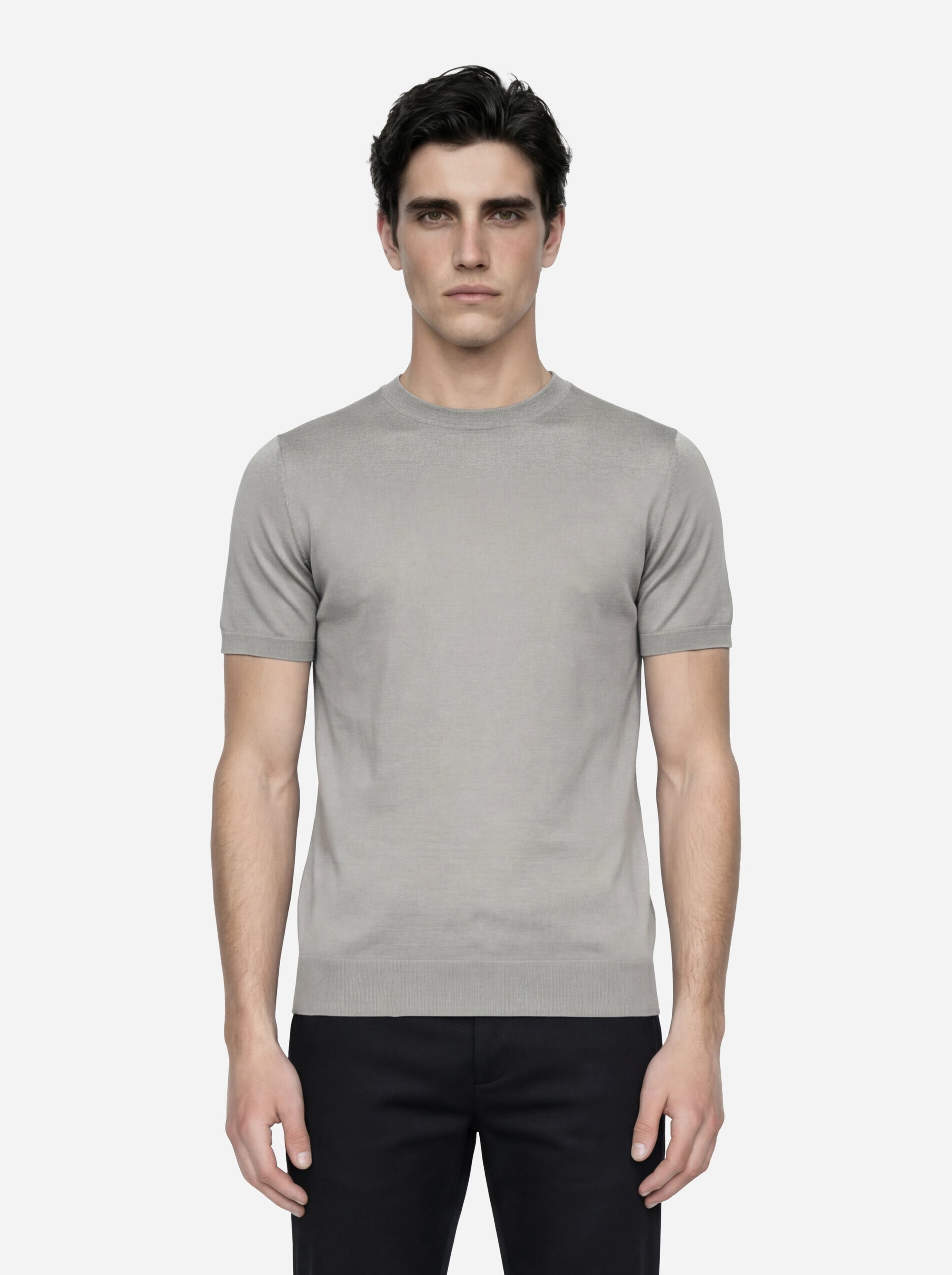 Maglia manica corta in misto cotone grigio