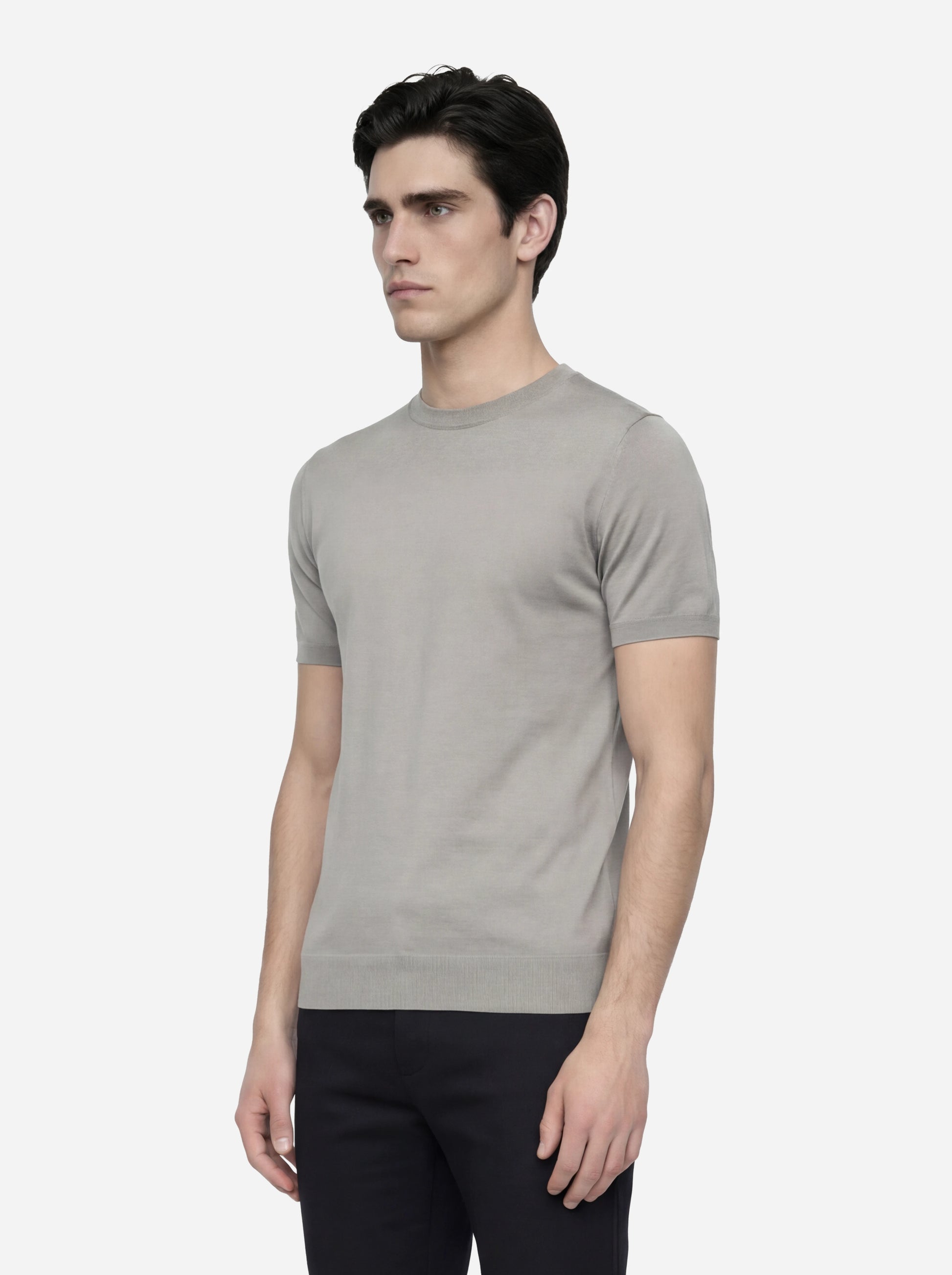 Maglia manica corta in misto cotone grigio