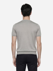 Maglia manica corta in misto cotone grigio