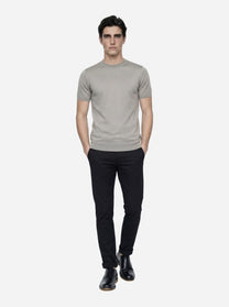 Maglia manica corta in misto cotone grigio