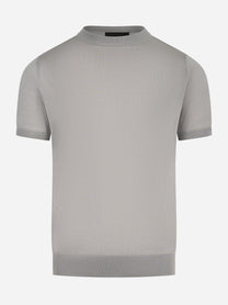 Maglia manica corta in misto cotone grigio