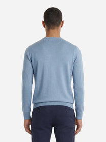 Maglia girocollo manica lunga in misto cotone celeste