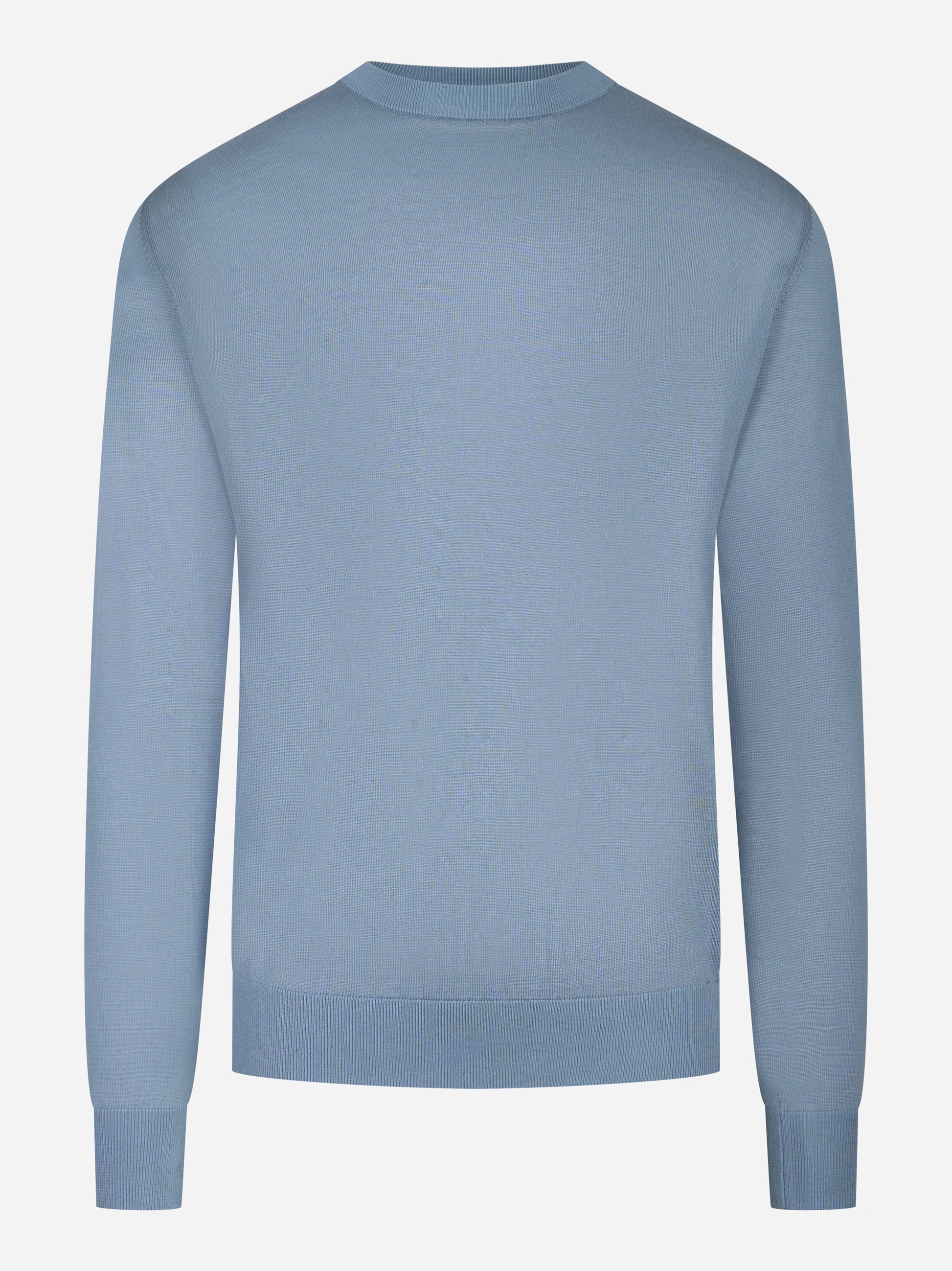 Maglia girocollo manica lunga in misto cotone celeste