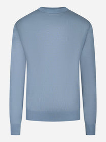 Maglia girocollo manica lunga in misto cotone celeste