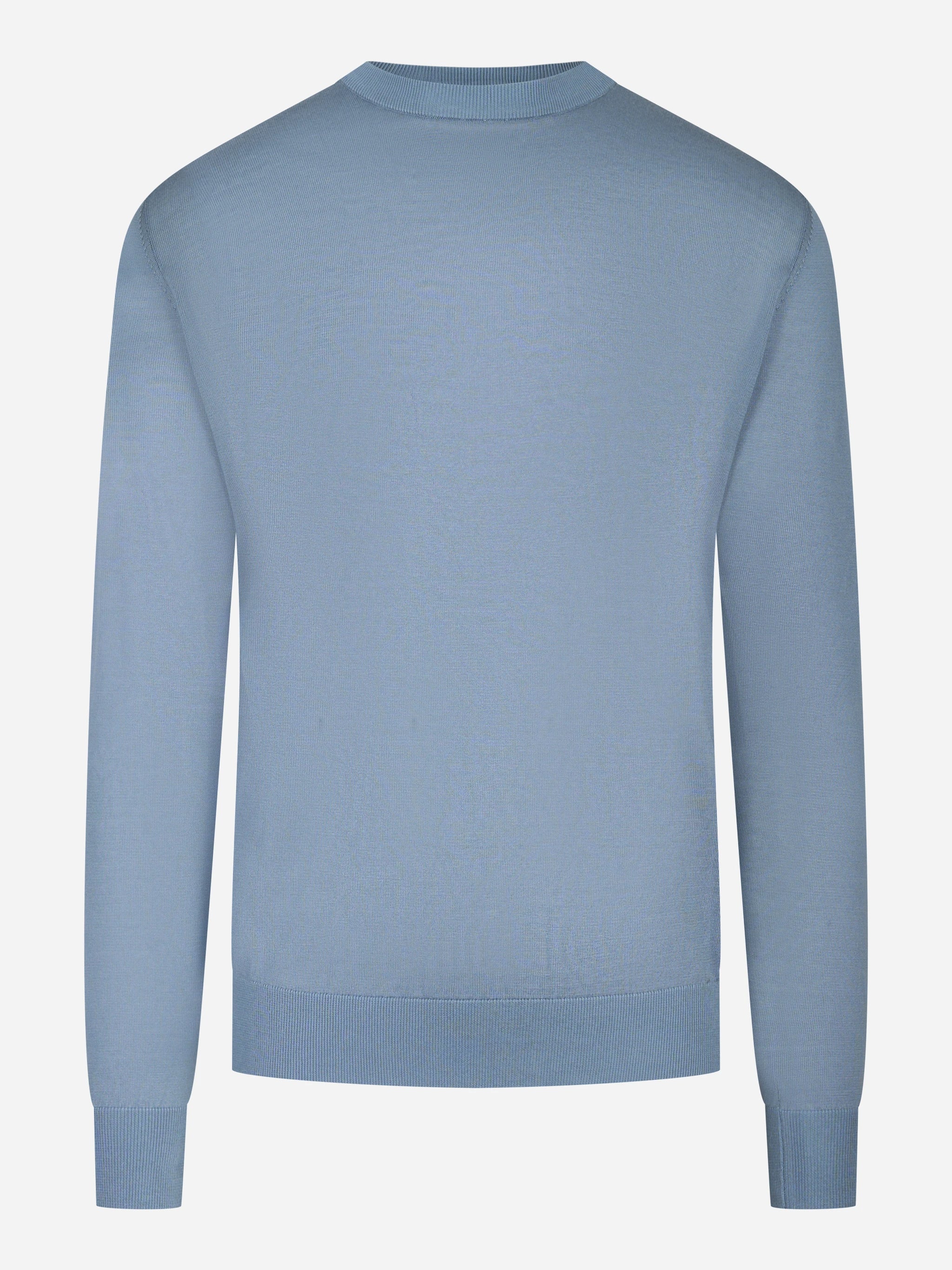 Maglia girocollo manica lunga in misto cotone celeste