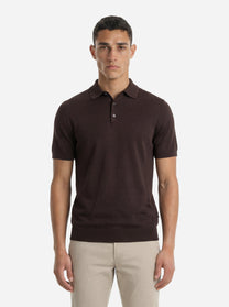 Polo manica corta in misto cotone marrone