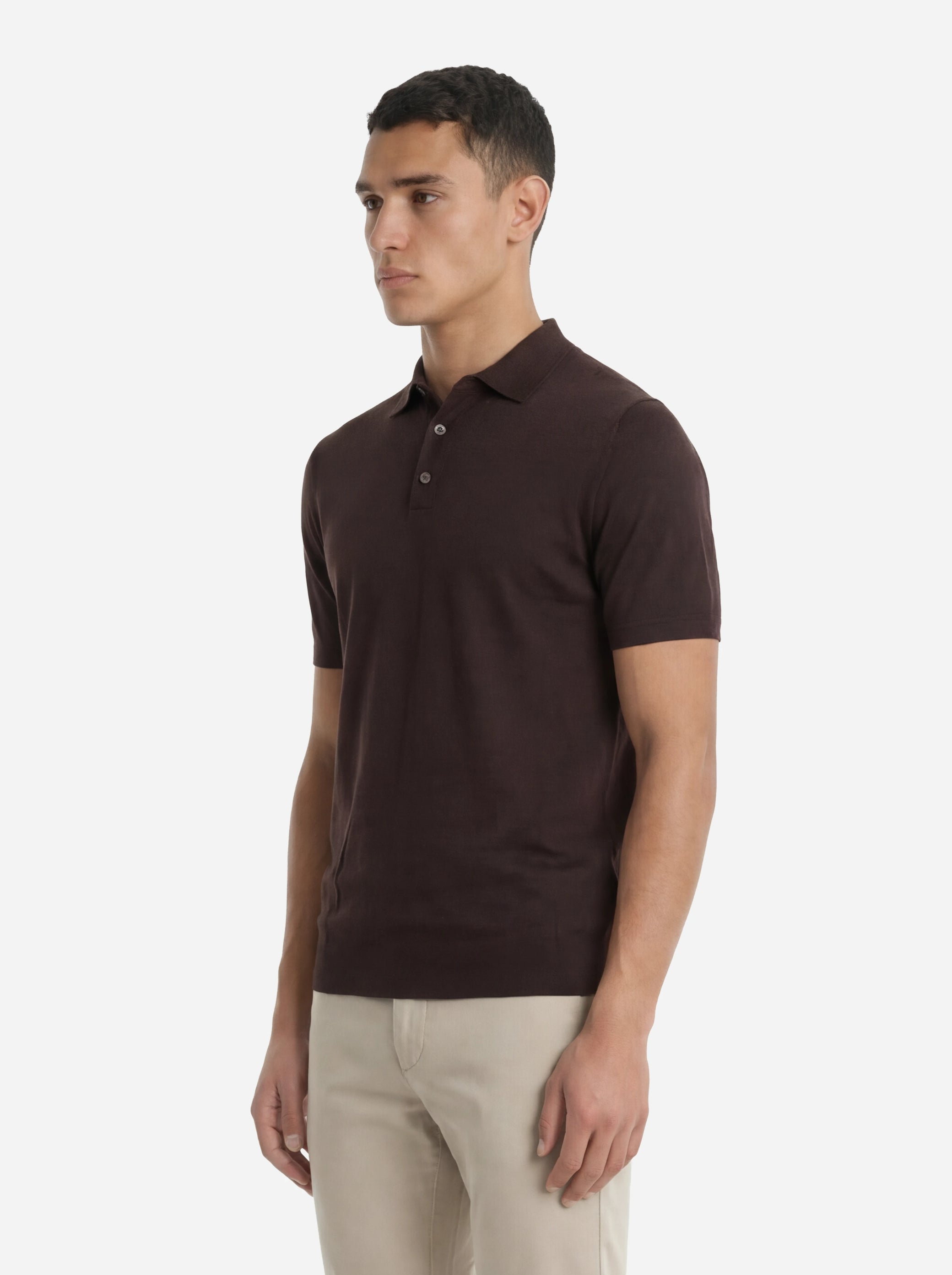 Polo manica corta in misto cotone marrone