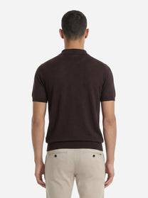 Polo manica corta in misto cotone marrone