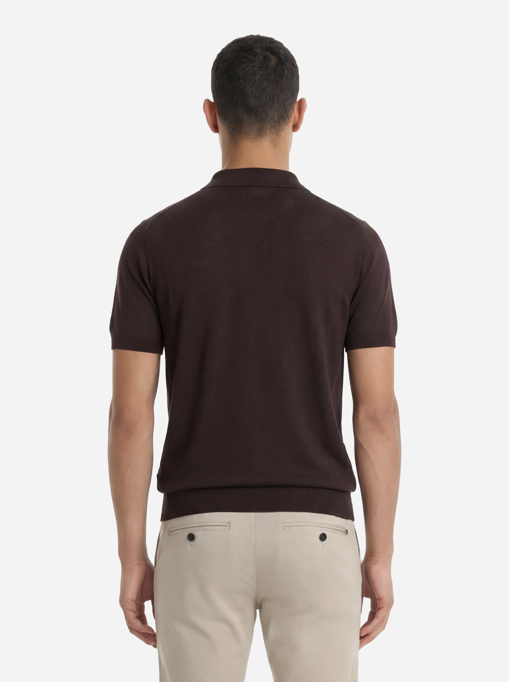 Polo manica corta in misto cotone marrone
