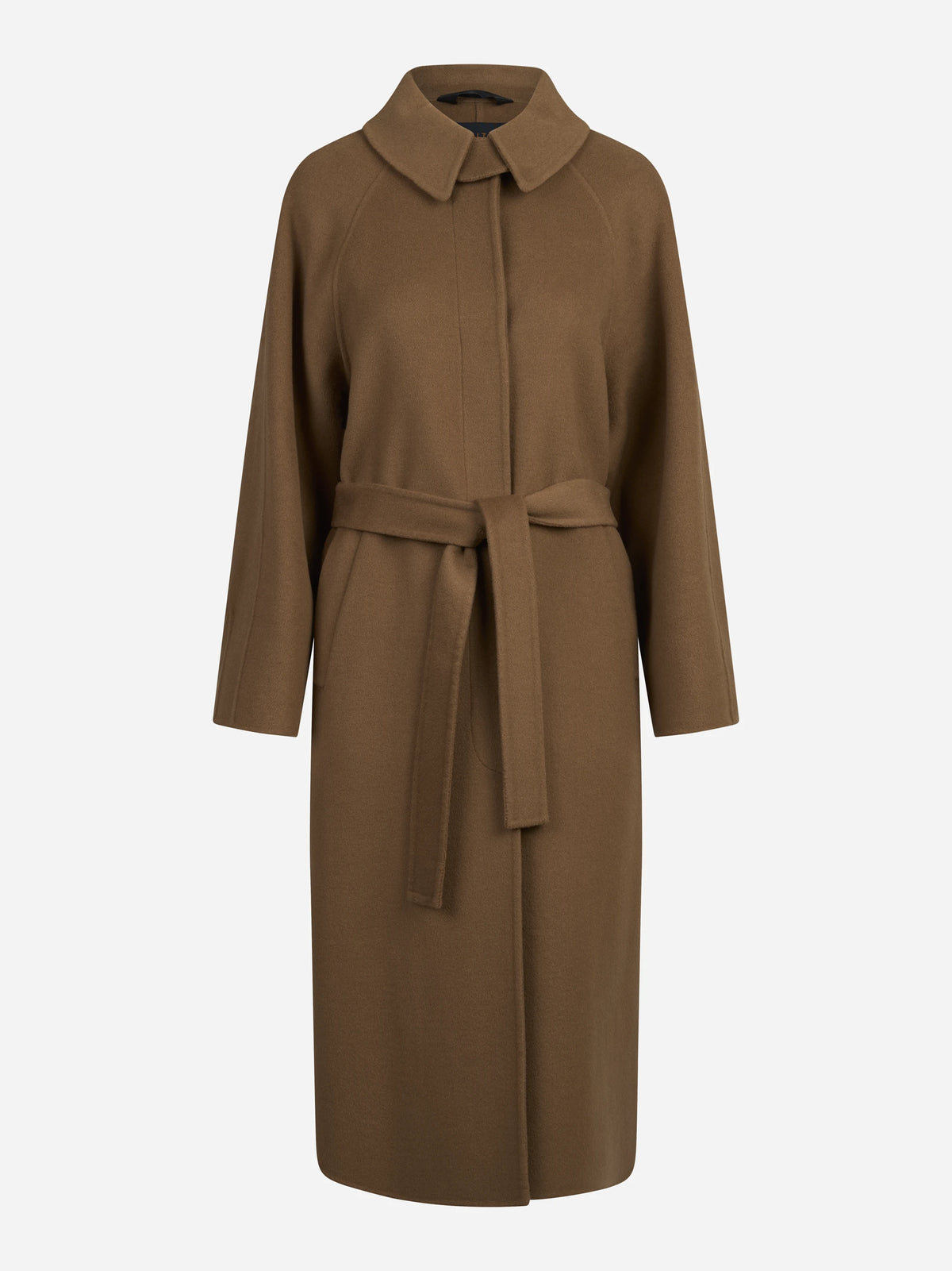 Cappotto Marcella DB con cintura beige - vista frontale