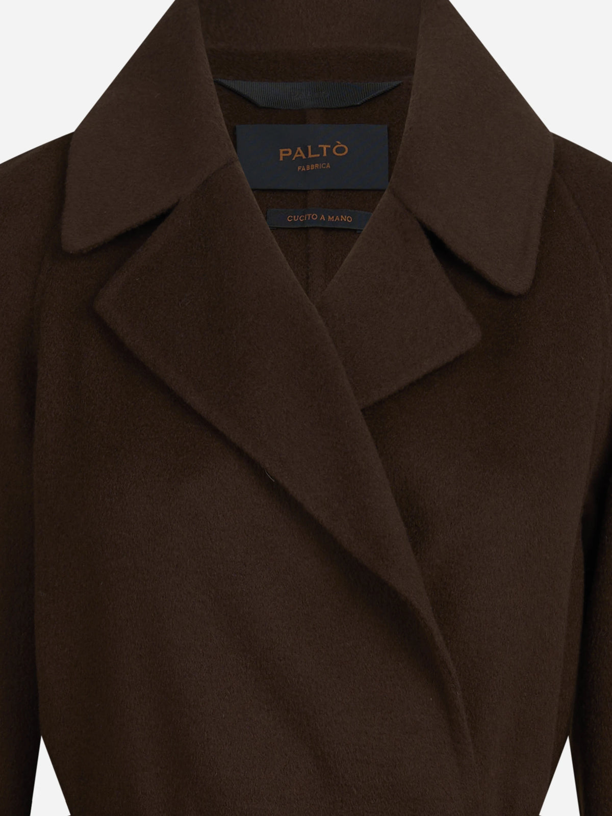 Cappotto Paola DB con cintura marrone - dettaglio del prodotto
