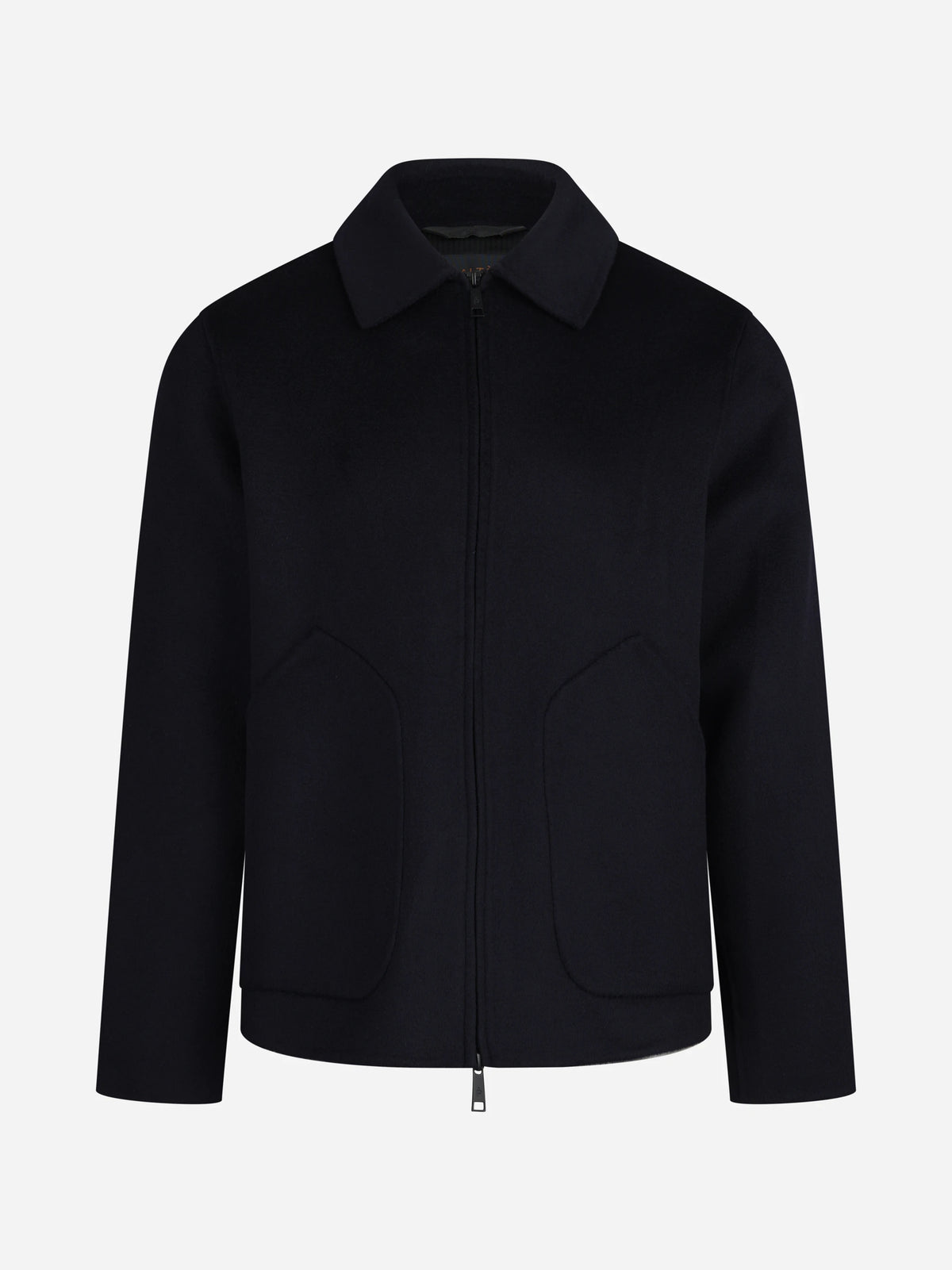 Cappotto Dante corto in lana blu - vista frontale