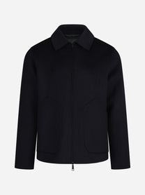 Cappotto Dante corto in lana blu - vista frontale