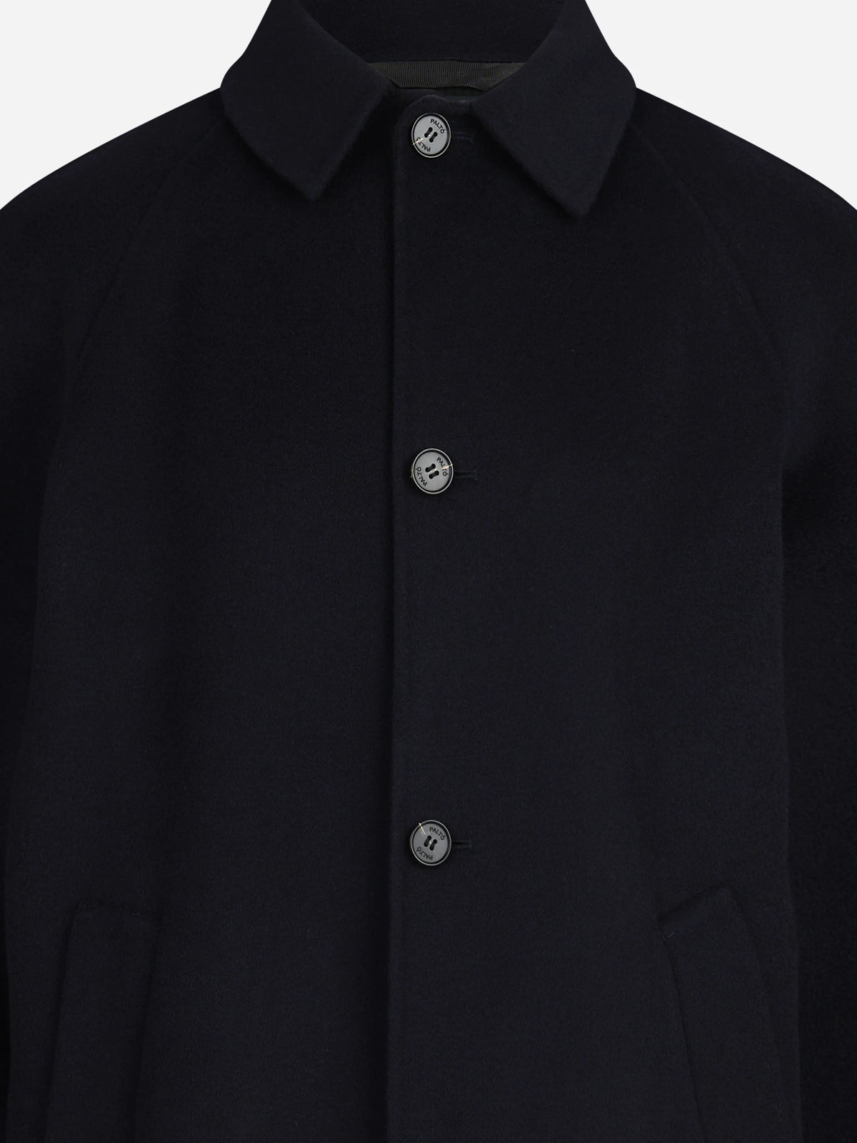 Cappotto Marcello in lana blu - dettaglio del prodotto