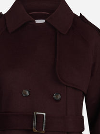 Trench corto Gal con cintura bordeaux PARK PLACE - dettaglio
