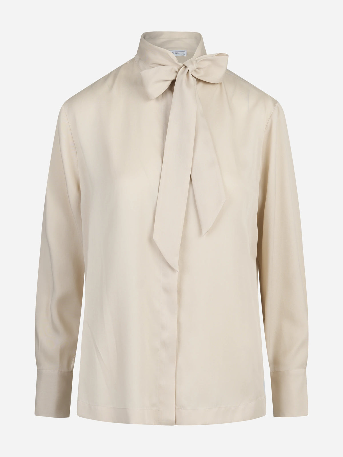 Camicia in lyocell con fiocco beige - vista frontale