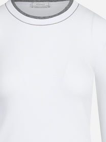 Maglia a microcostine in jersey bianco - dettaglio del prodotto