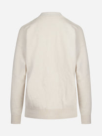 Cardigan in lana seta e cashmere beige - vista posteriore