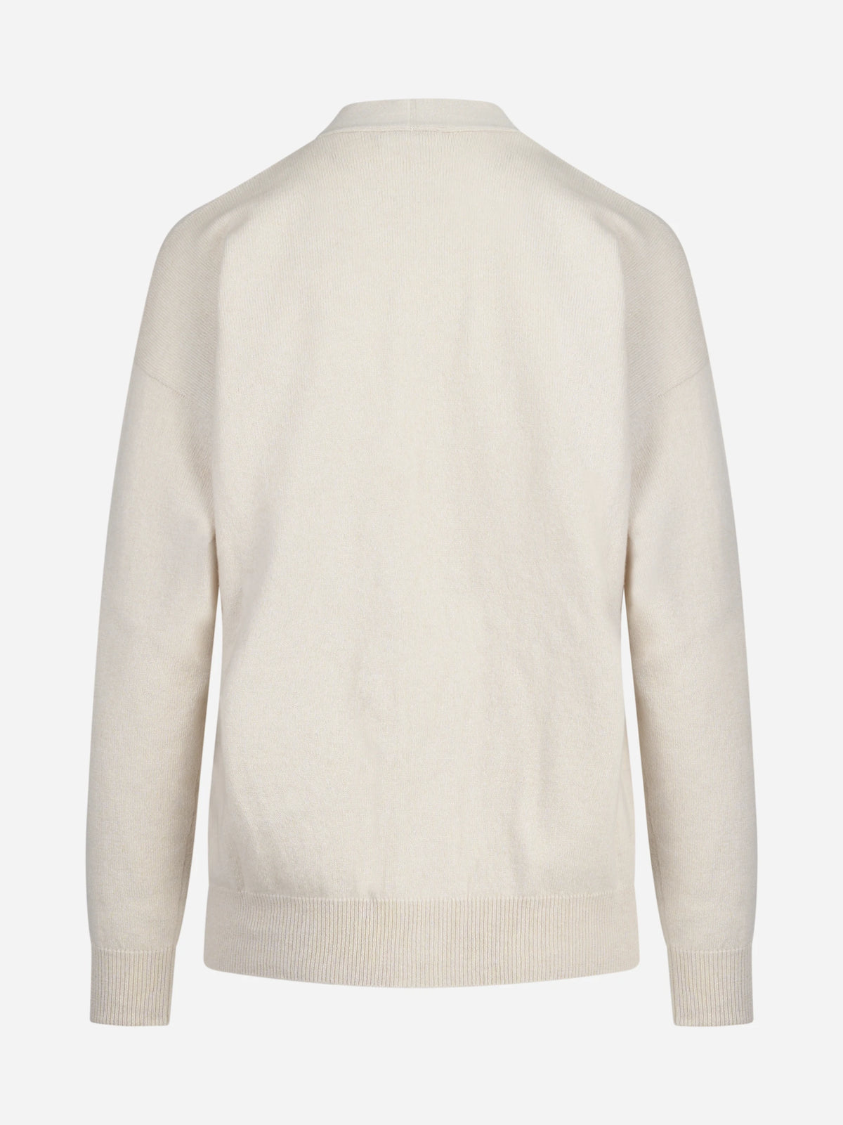 Cardigan in lana seta e cashmere beige - vista posteriore