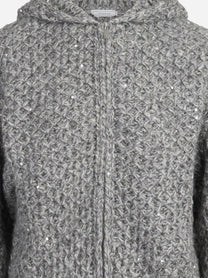 Felpa con cappuccio in misto alpaca grigia - dettaglio del prodotto