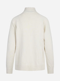 Maglia a collo alto in lana seta e cashmere bianca - vista posteriore