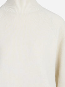 Maglia a collo alto in lana seta e cashmere bianca - dettaglio del prodotto