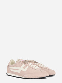Sneaker Racer 77 in suede rosa - vista tre quarti