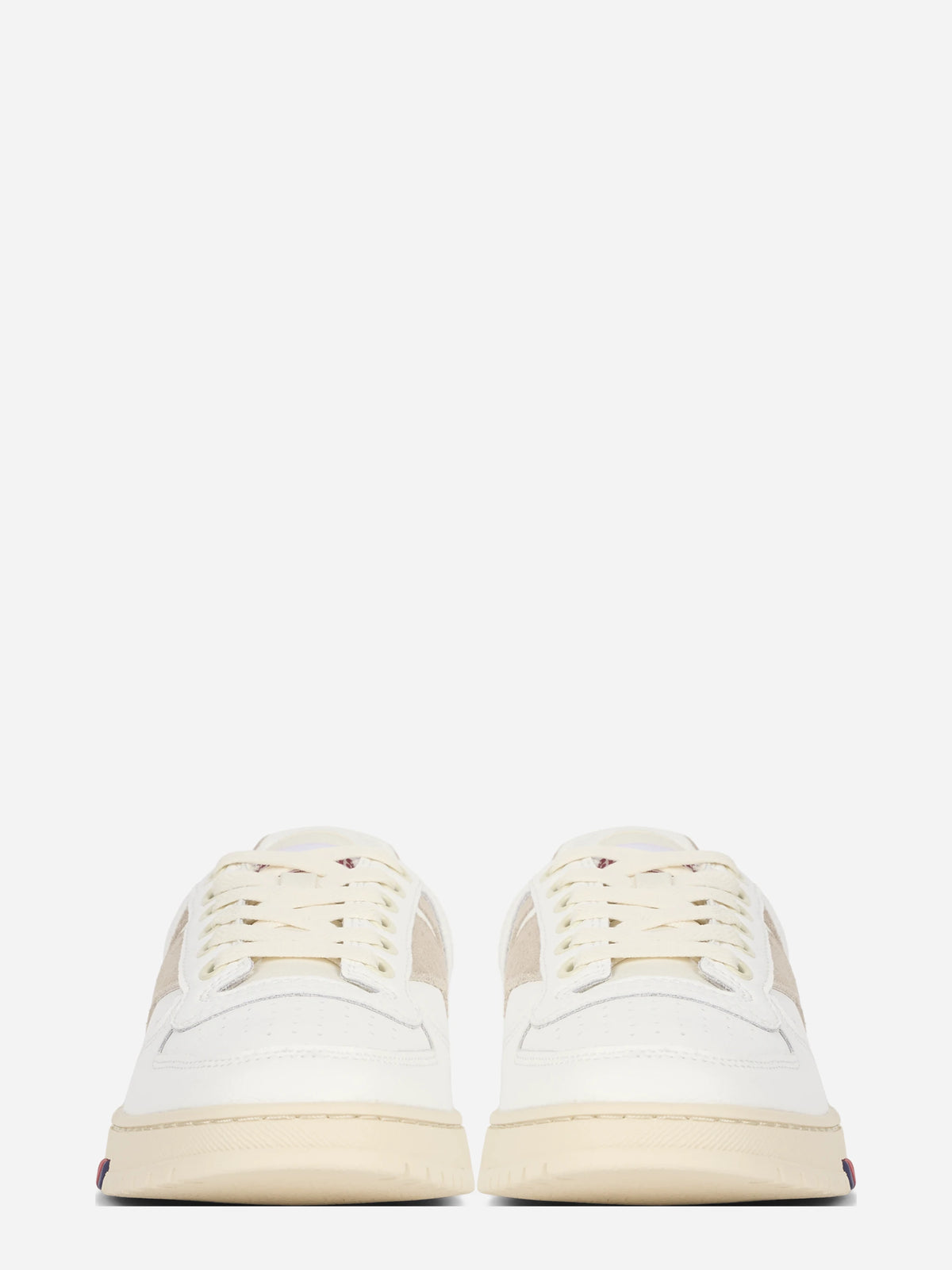 Sneaker Sky in pelle bianca e beige - vista frontale