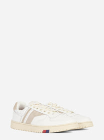 Sneaker Sky in pelle bianca e beige - vista tre quarti