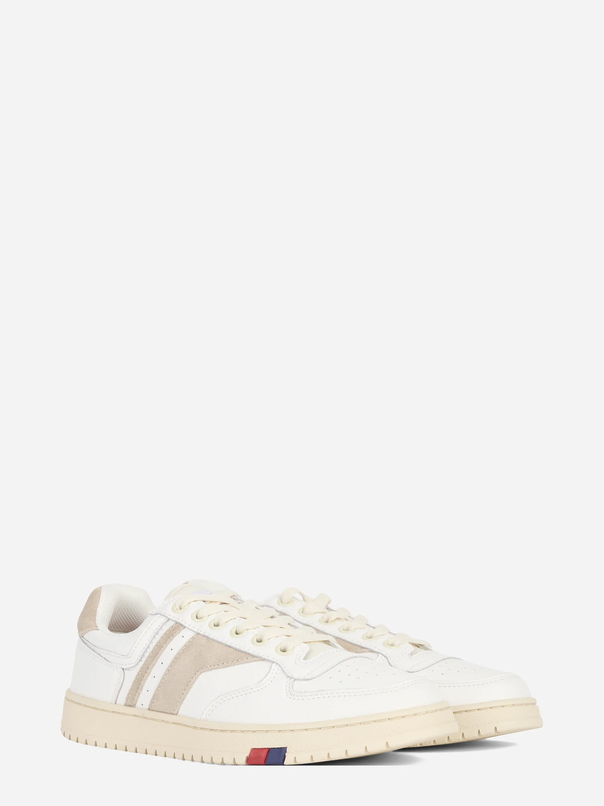 Sneaker Sky in pelle bianca e beige - vista tre quarti
