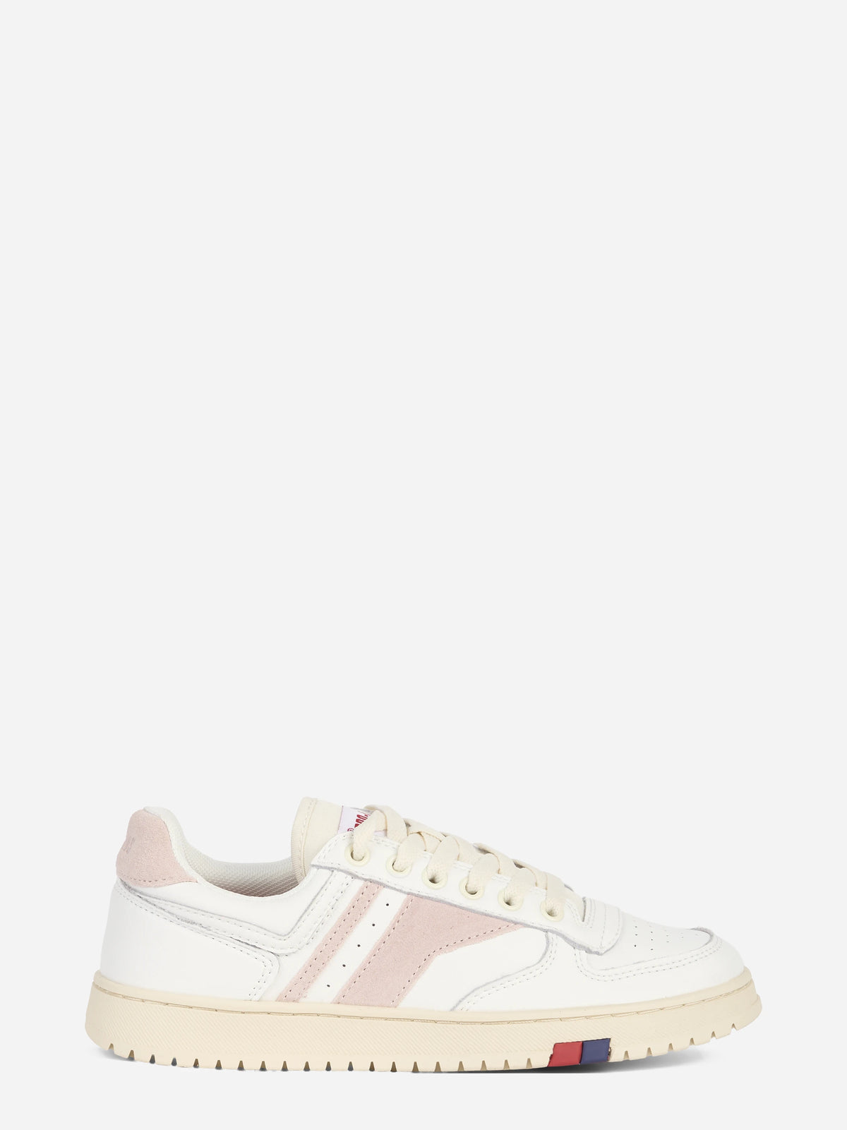 Sneaker Sky in pelle bianca e rosa - vista laterale
