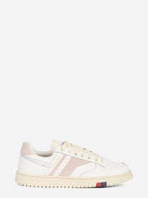 Sneaker Sky in pelle bianca e rosa - vista laterale