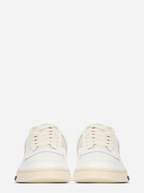 Sneaker Sky in pelle bianca e rosa - vista frontale