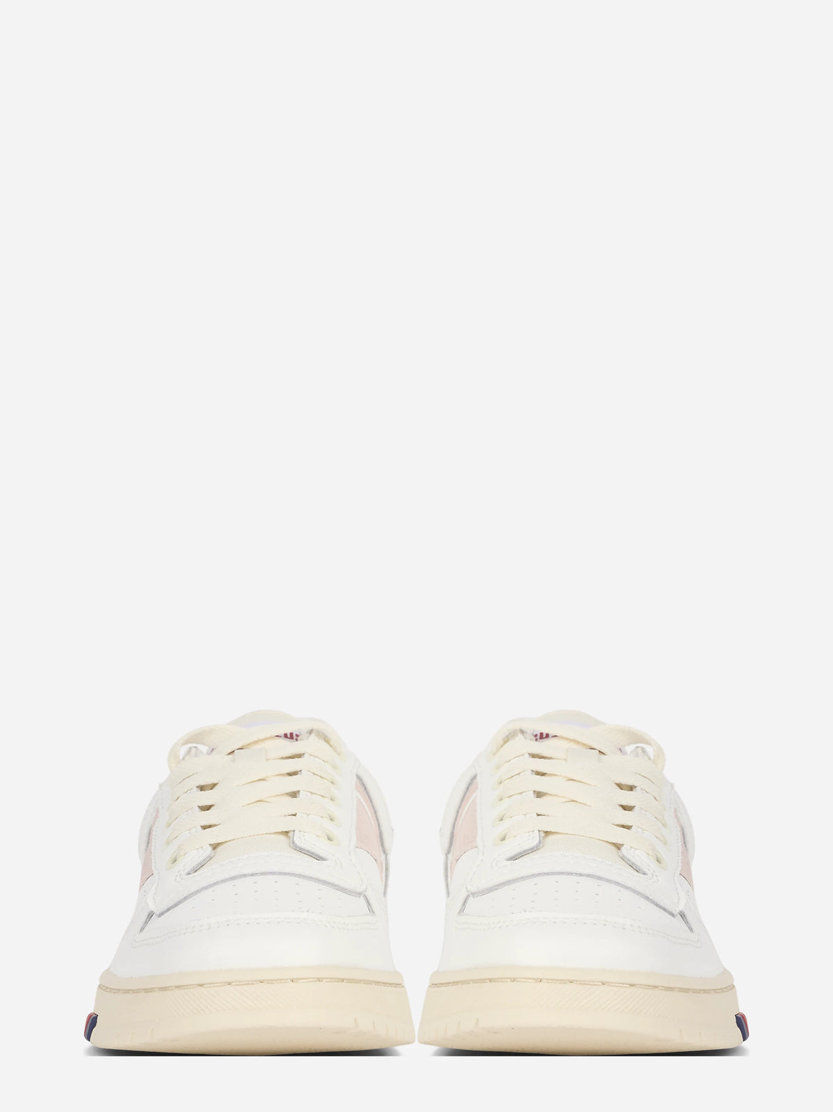Sneaker Sky in pelle bianca e rosa - vista frontale