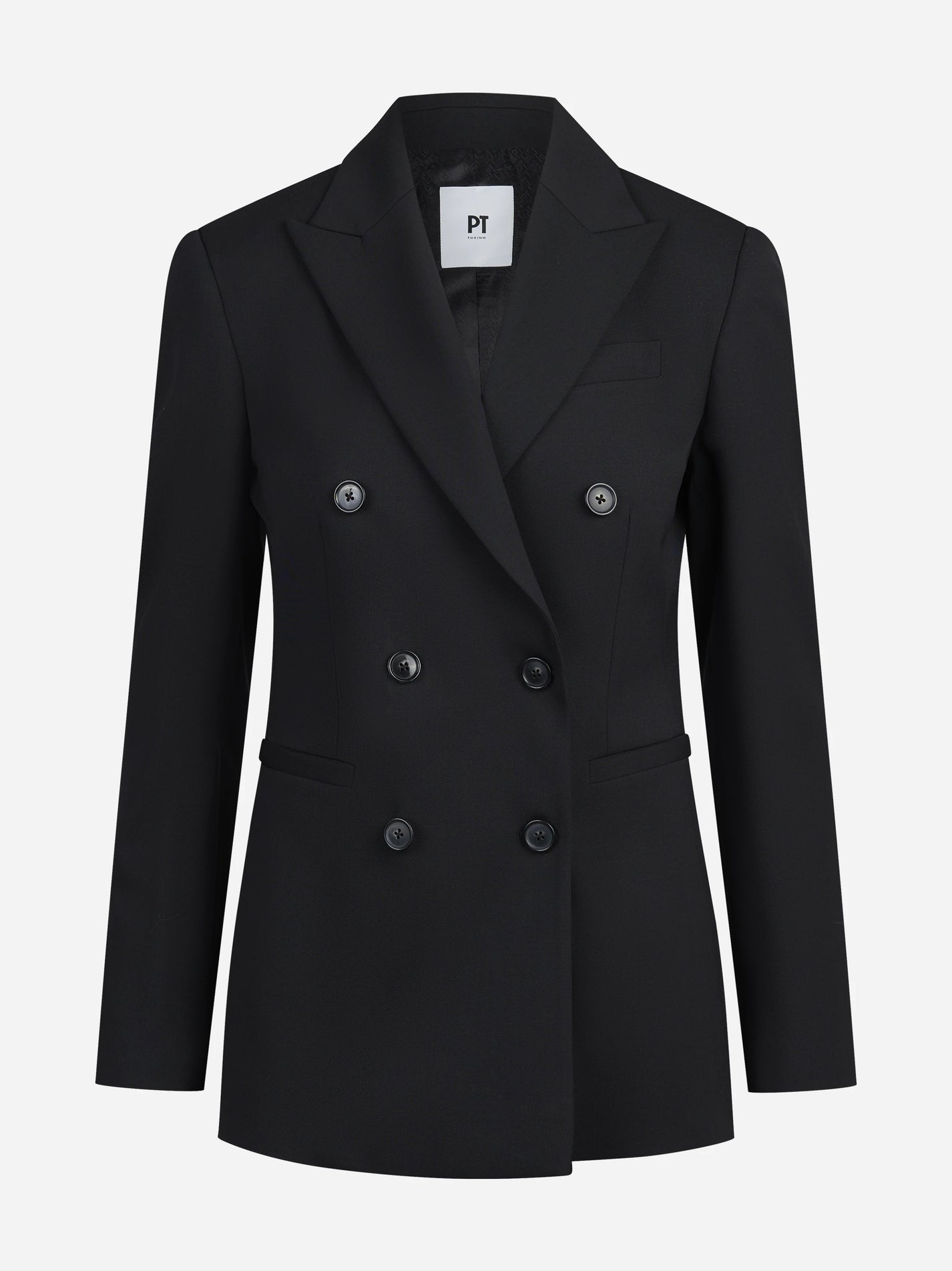 Blazer Romy doppiopetto in lana stretch nero - vista frontale