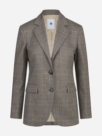 Blazer monopetto Principe di Galles beige - vista frontale