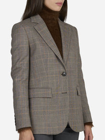 Blazer monopetto Principe di Galles beige - dettaglio indossato