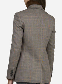 Blazer monopetto Principe di Galles beige - indossato, vista alternativa