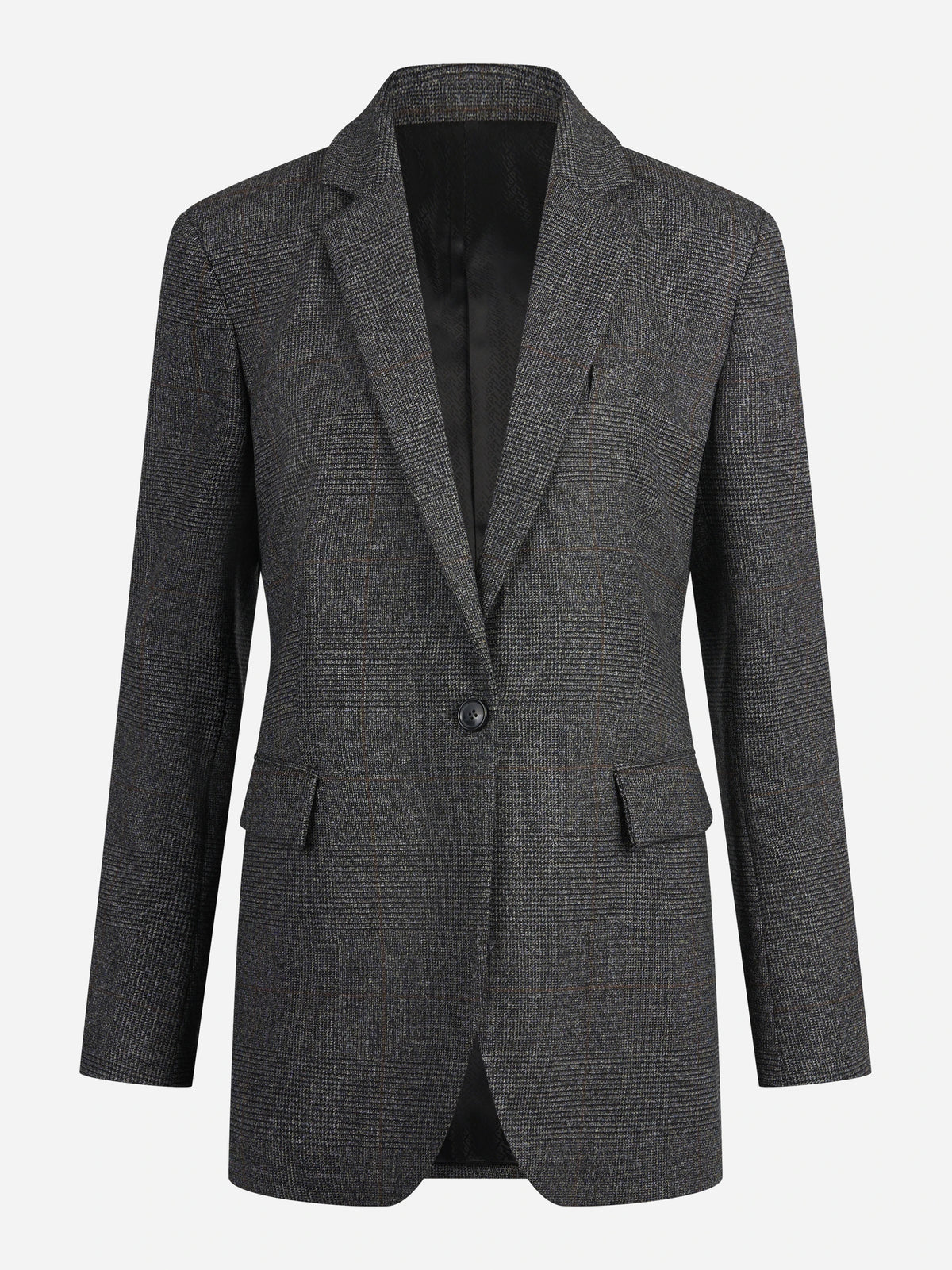 Blazer monopetto gessato in lana grigio - vista frontale