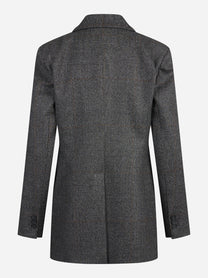 Blazer monopetto gessato in lana grigio - vista posteriore