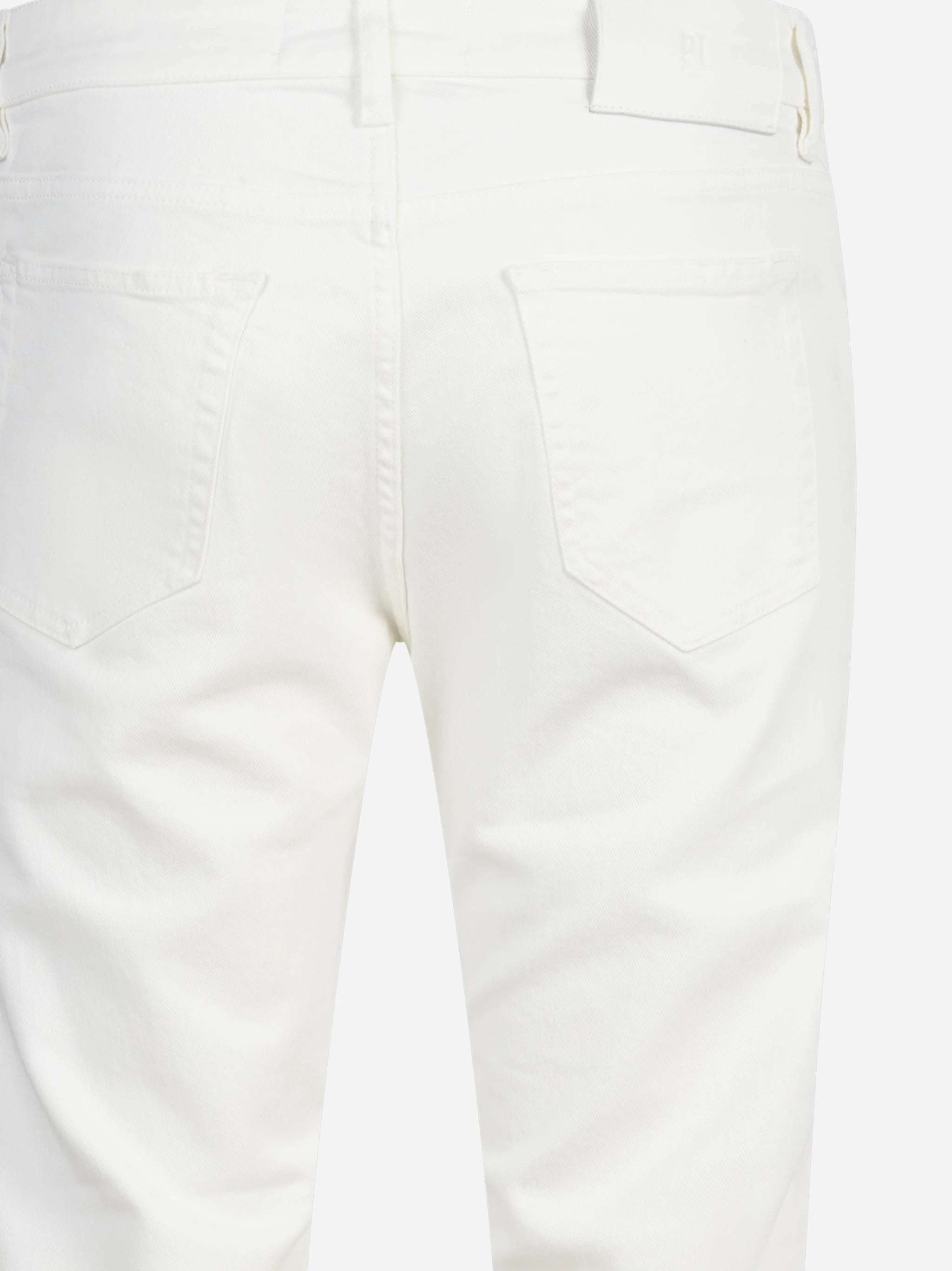 Jeans cinque tasche stretch bianchi - vista laterale e dettagli