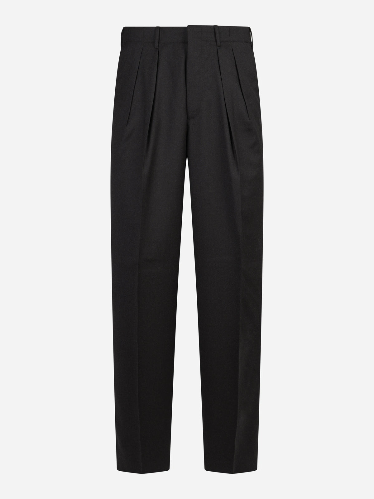 Pantalone Wide in lana vergine testa di moro - vista frontale