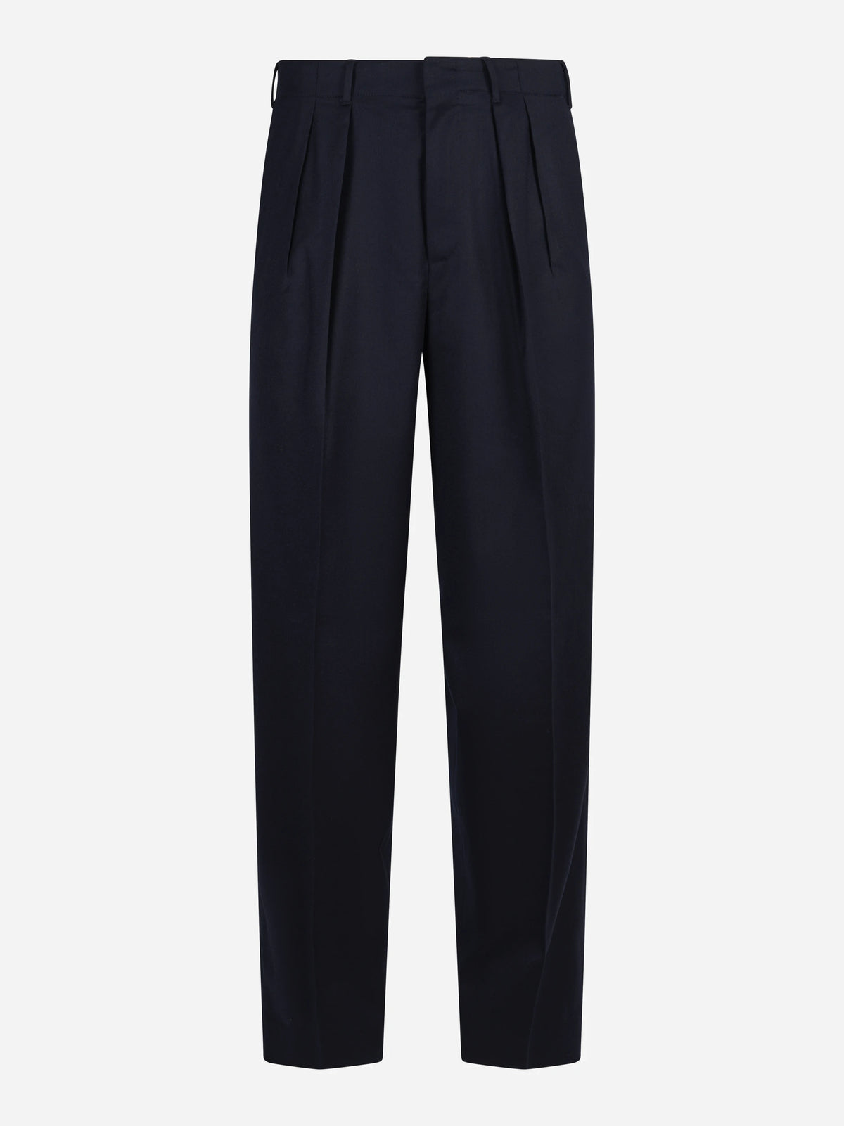 Pantalone Wide in lana vergine blu - vista frontale