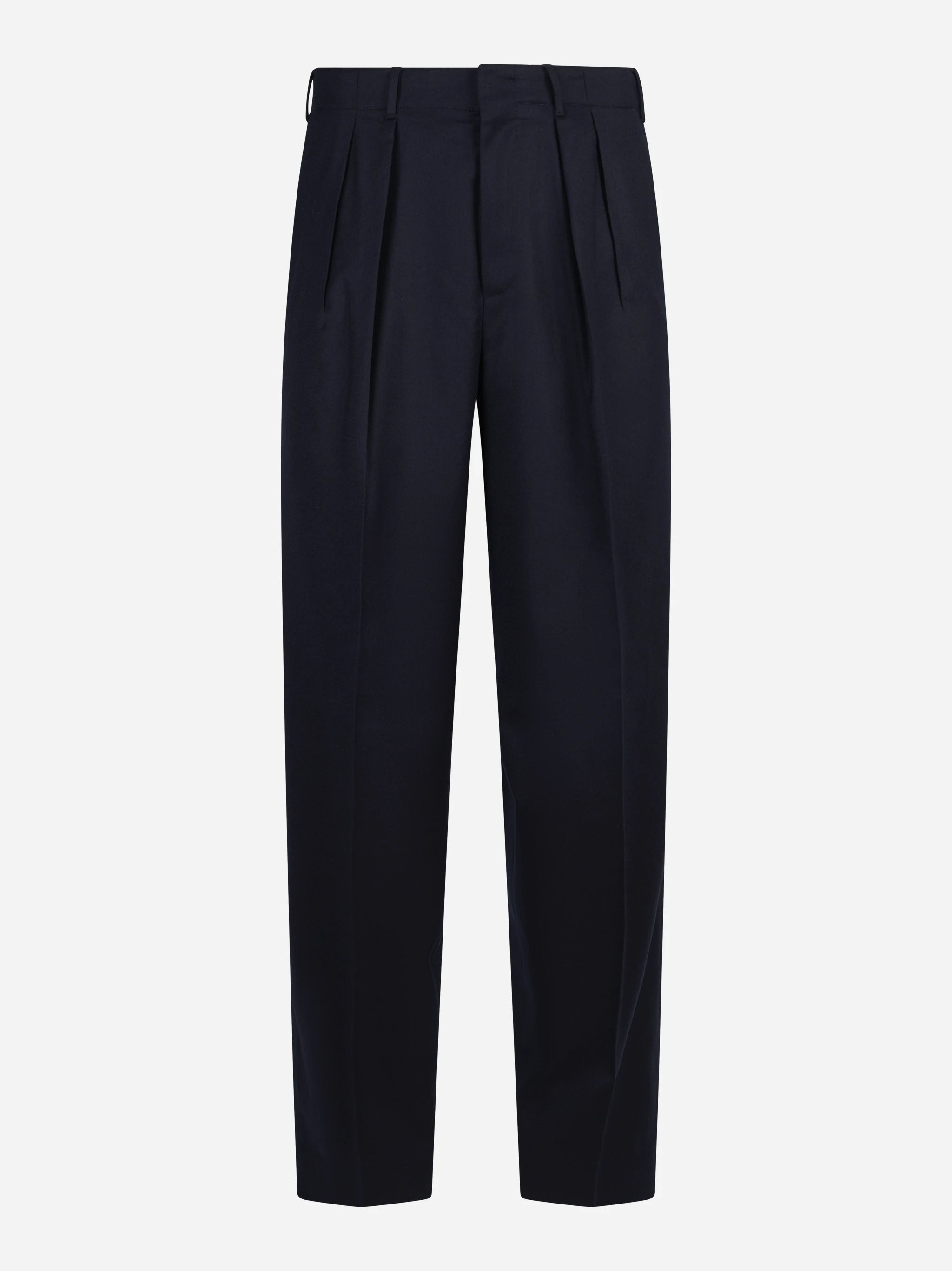 Pantalone Wide in lana vergine blu - vista frontale