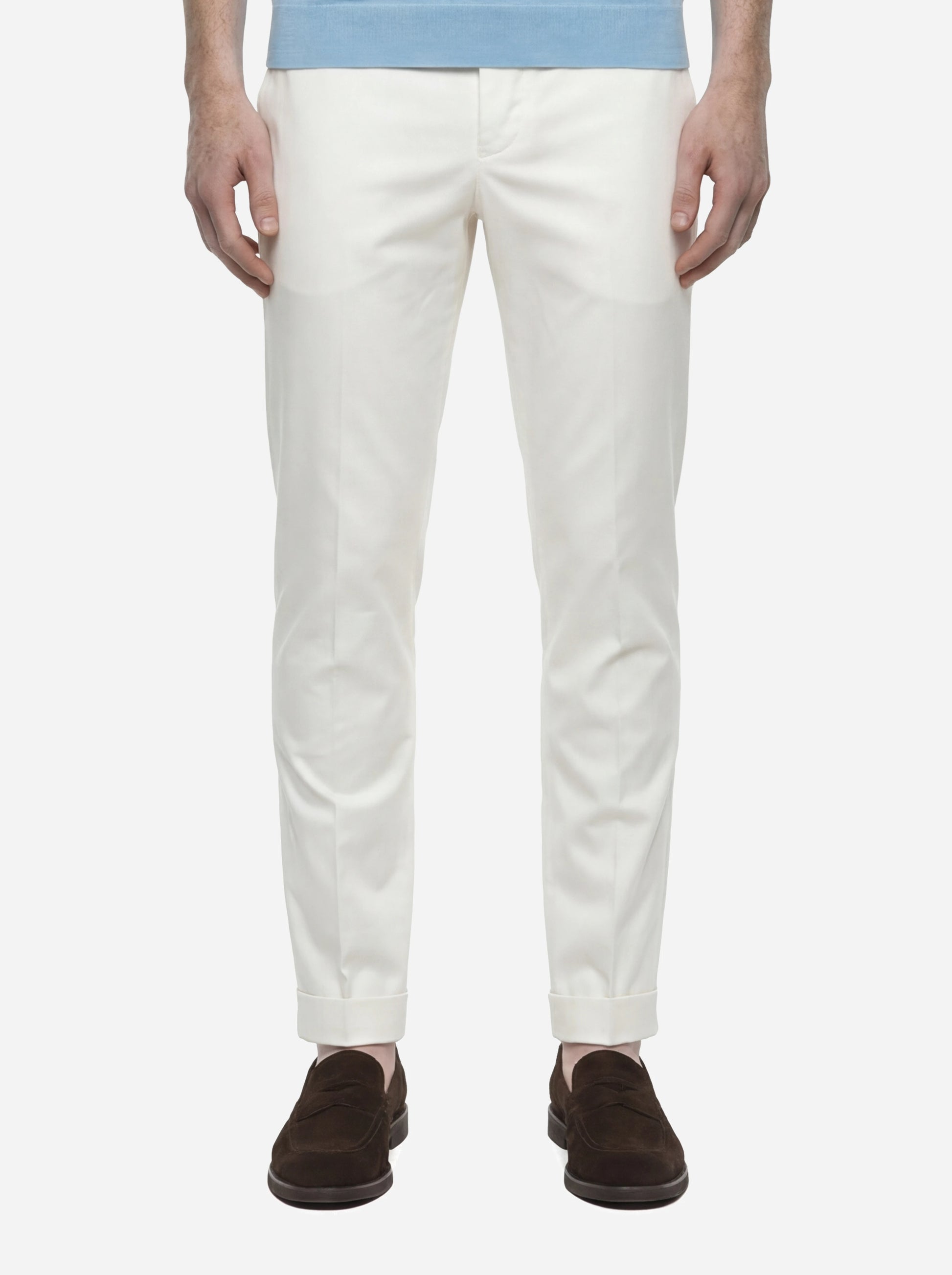 Pantalone Master in cotone seta stretch bianco