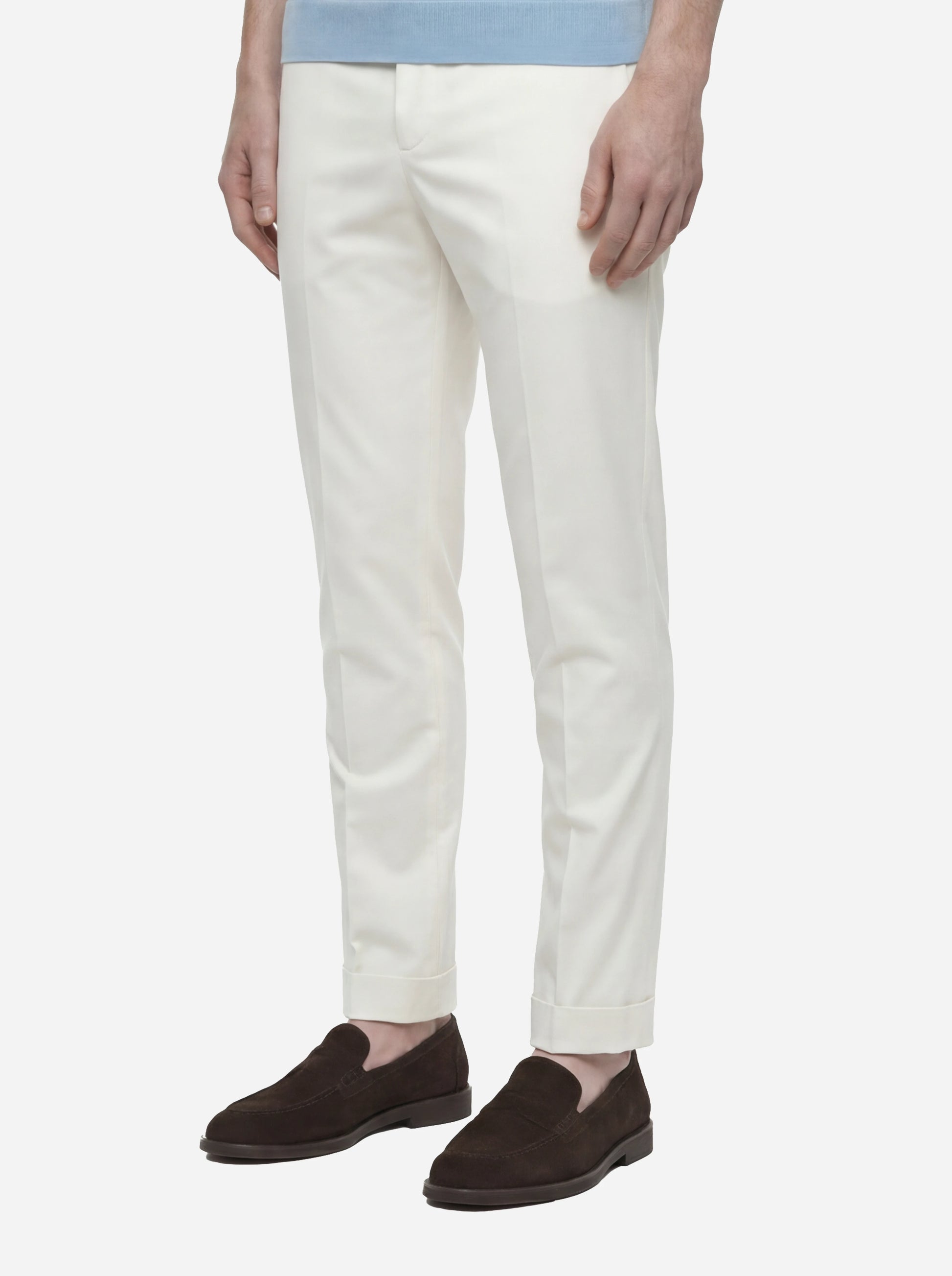 Pantalone Master in cotone seta stretch bianco