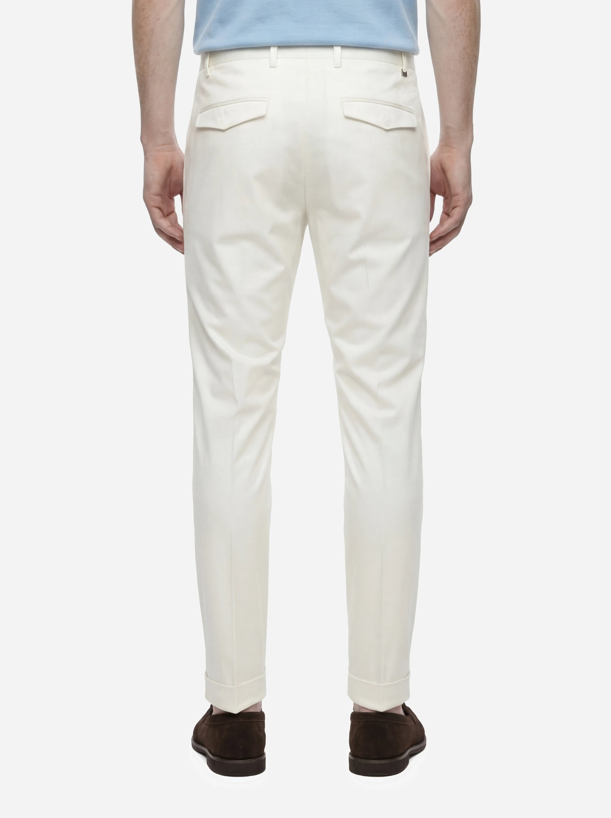 Pantalone Master in cotone seta stretch bianco
