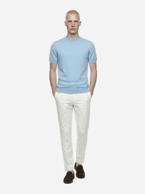 Pantalone Master in cotone seta stretch bianco